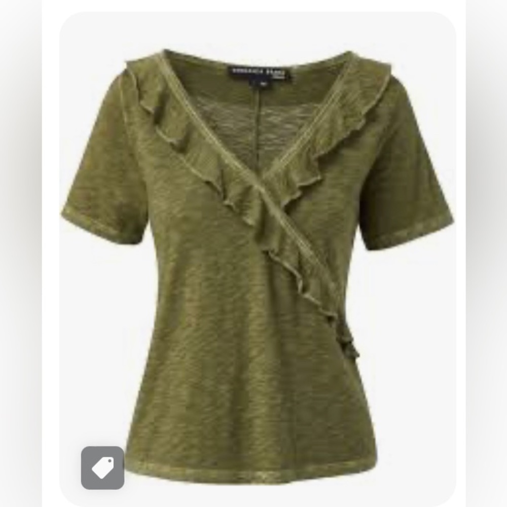 Veronica Beard Green Ruffle Blouse